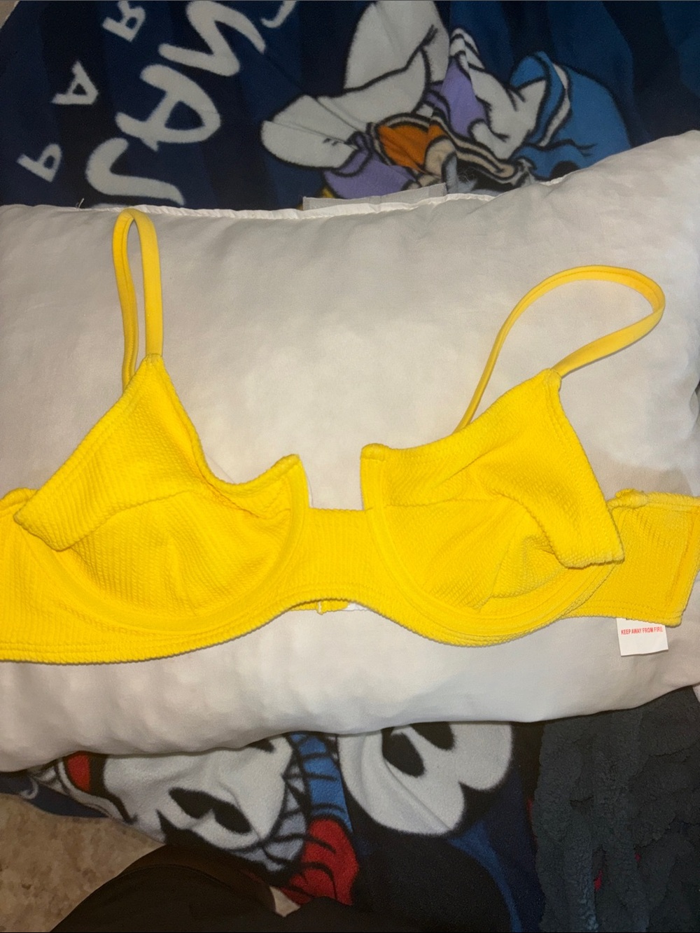 PrettyLittleThing Bright Yellow Textured Underwire Bikini Top
